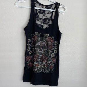 sheer backed tank top